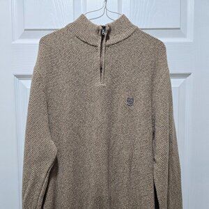 Chap's Men's Sweater XXL 3/4 zip Brown Logo Old Money Warm Eclectic Grandpa